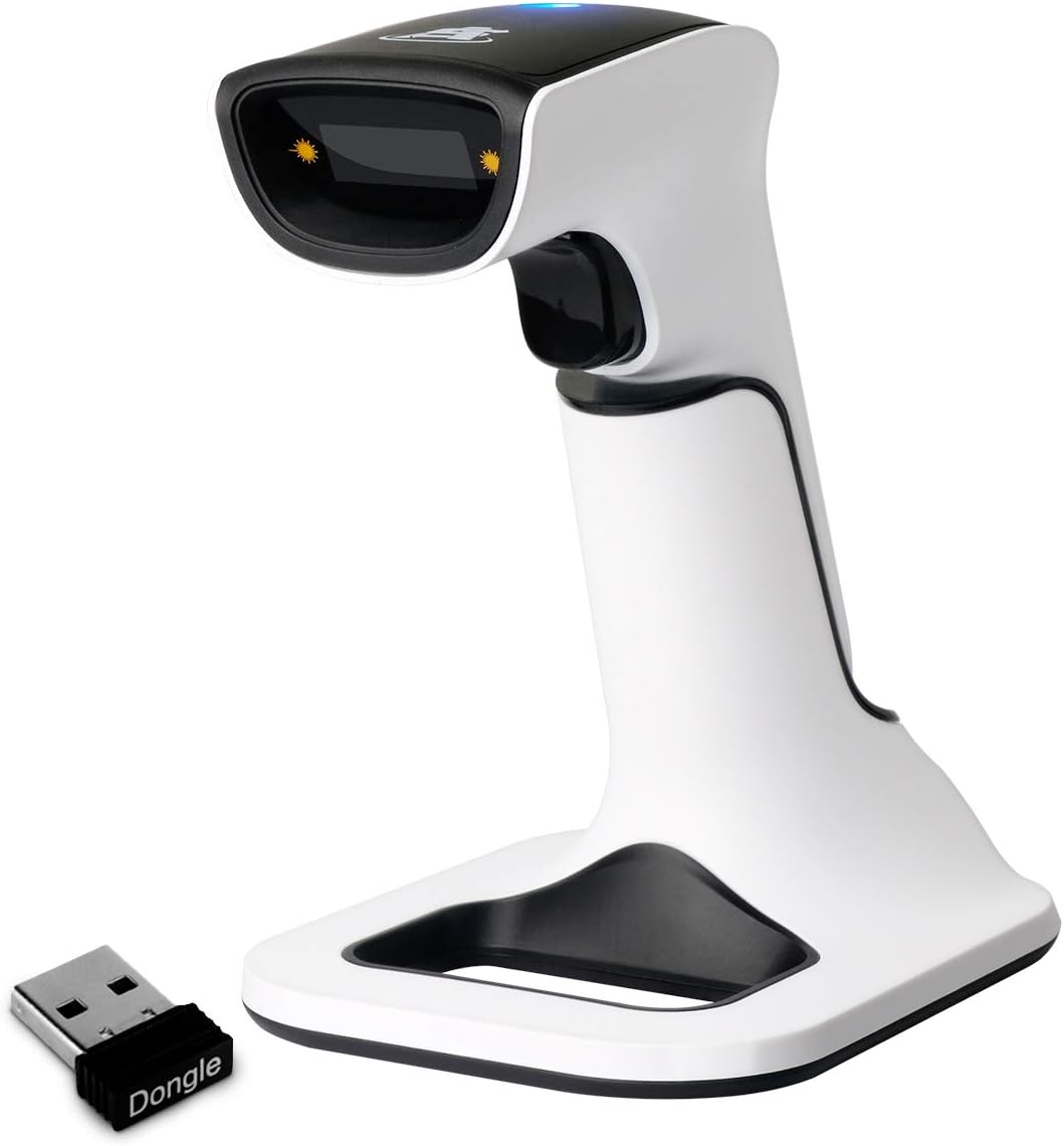 ScanAvenger Wireless Portable 1D&2D with Stand Bluetooth Barcode Scanner: 3-in-1 Handheld Scanner, Rechargeable Battery for Inventory - USB Bar Code/QR Reader (1D&2D with Next Gen Stand)