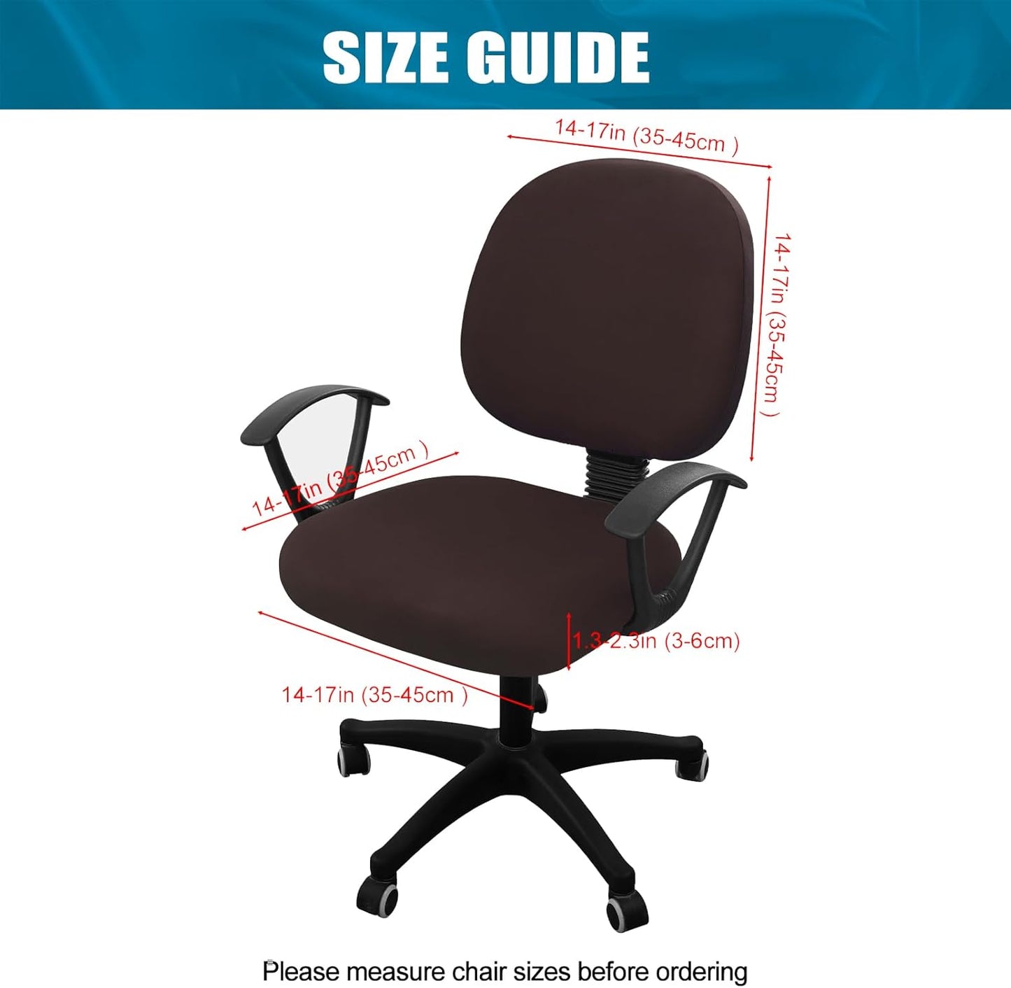 Smiry Stretch Printed Office Computer Chair Covers, Universal Washable Removable Desk Rotating Chair Slipcovers Protector, Seat + Backrest Cover - Chocolate