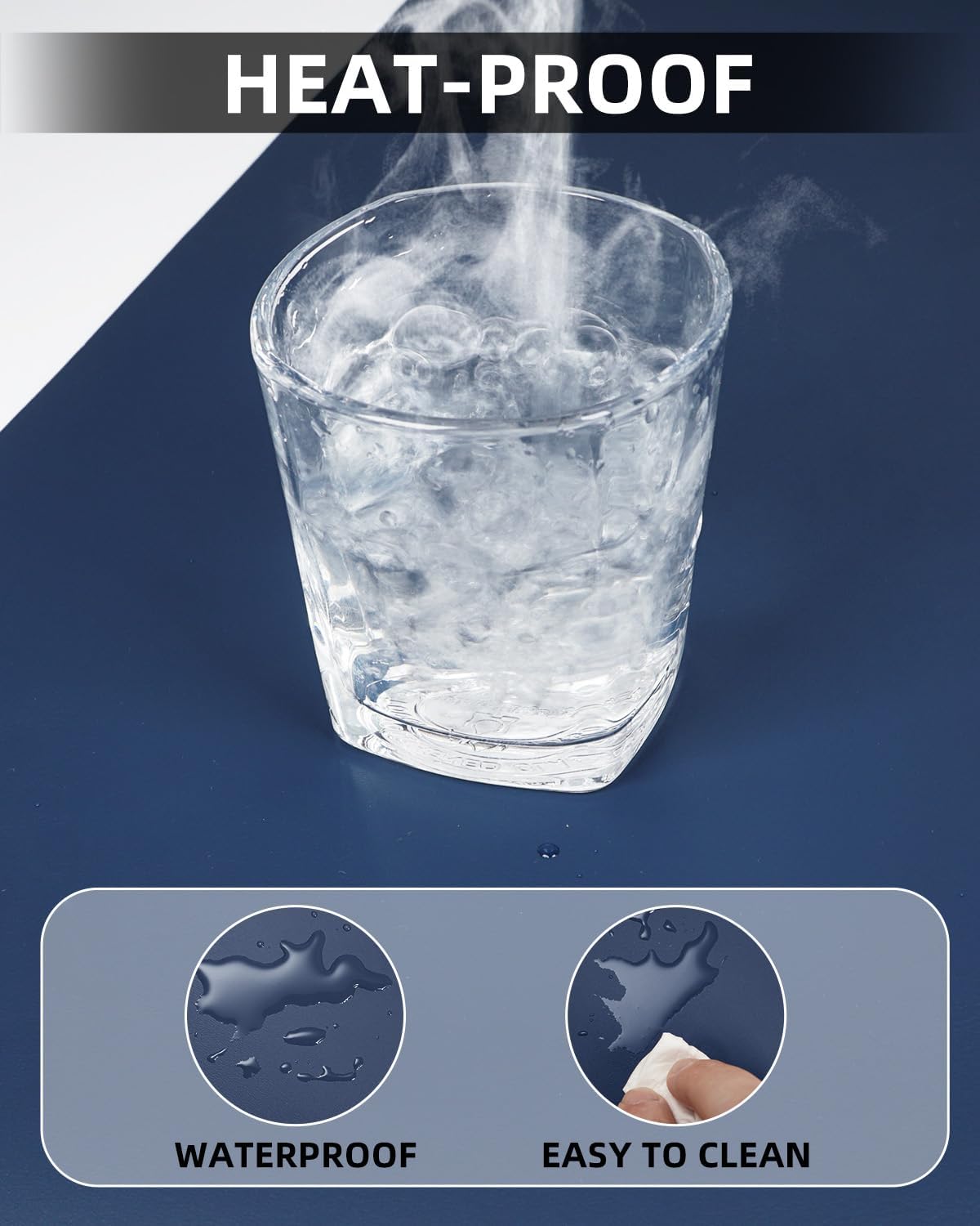 Non-Slip Desk mat,PULeather Desk Pad Protector, Office Desk Mat, Large Mouse Pad,Desk Blotter, Laptop Desk Pad, Waterproof Desk Writing Pad for Office and Home (Midnight Blue, 35.4" x 17")