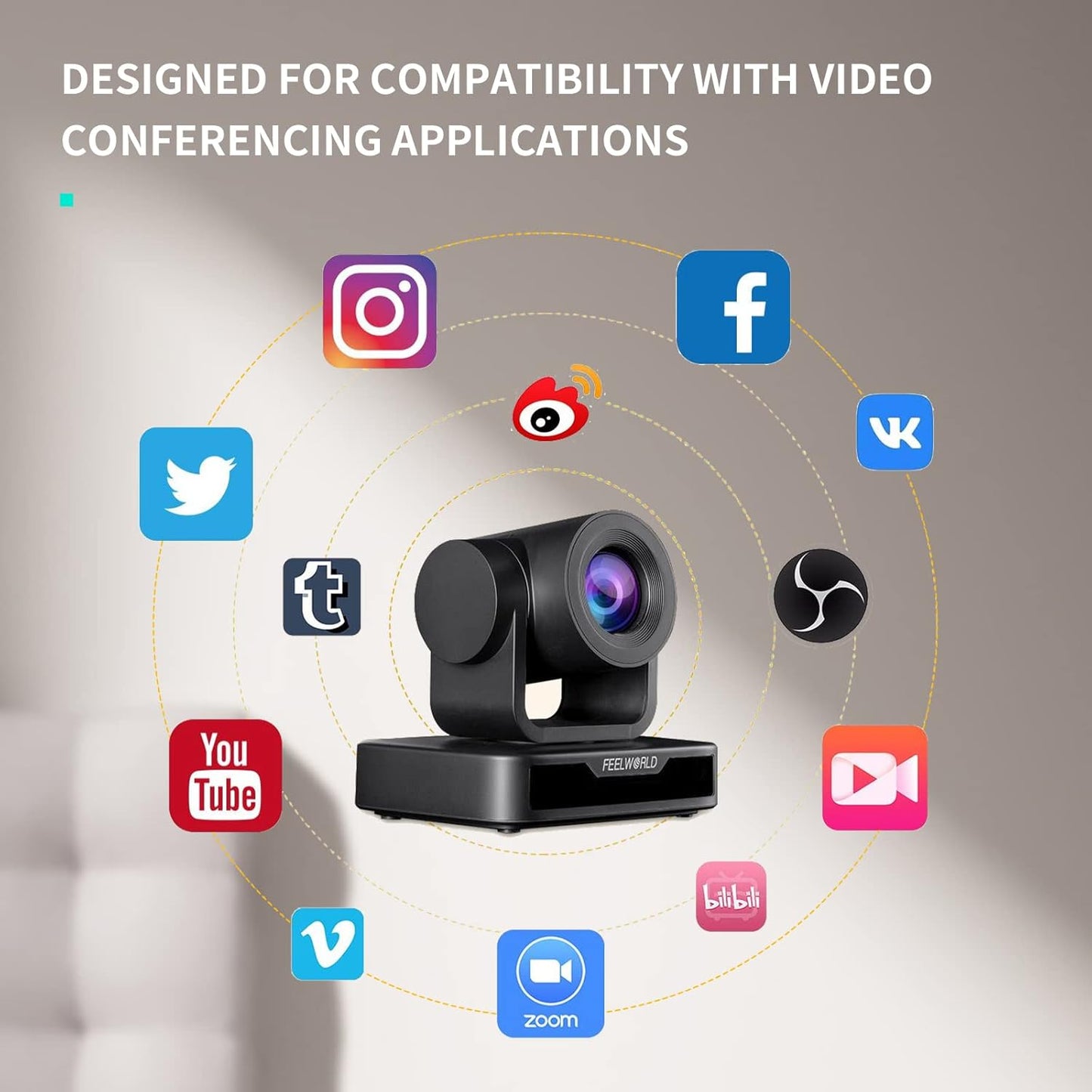 FEELWORLD USB10X USB PTZ Video Conference Camera with 10X Optical Zoom 1080P for Live Streaming Church Business Education Medical Conference Room Camera System