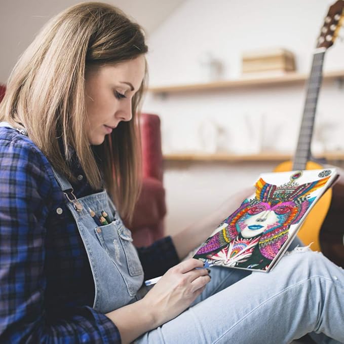 Shuttle Art Gel Pens, 32 Colors Gel Pen Set with Coloring Book for Adults Coloring Books Drawing Doodling Crafts Scrapbooking Journaling