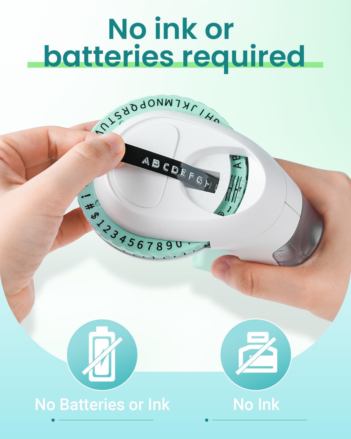 Label KINGDOM Embossing Labeler, Omega S Green Old School Embossed Label Maker with 10pk Embossing Label Tape, Portable Handheld Vintage Label Printer for Home Use