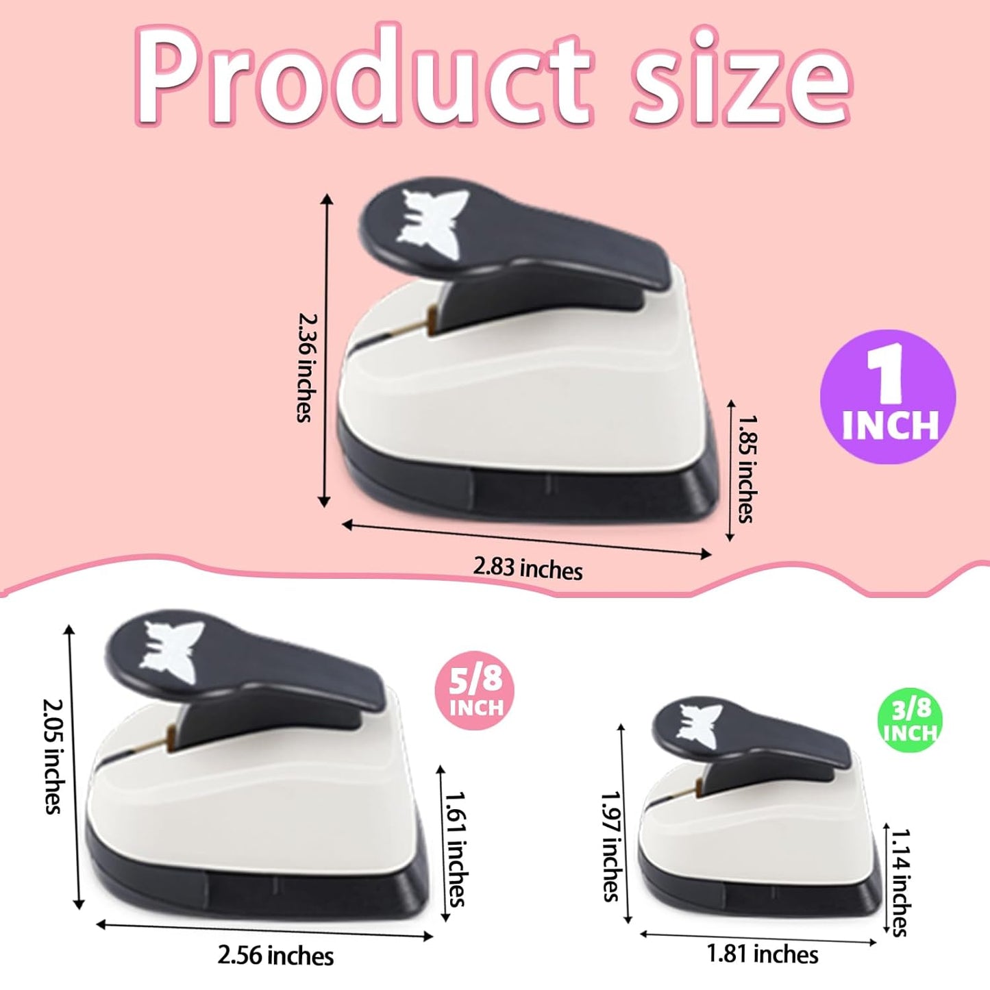 Butterfly Punch, Butterfly Hole Punch, Butterflies Paper Punch, Hole Puncher for Paper Crafts, Cardstock, Scrapbooks, 1 inch, 5/8 inch, 3/8 inch Paper Punches for Crafting