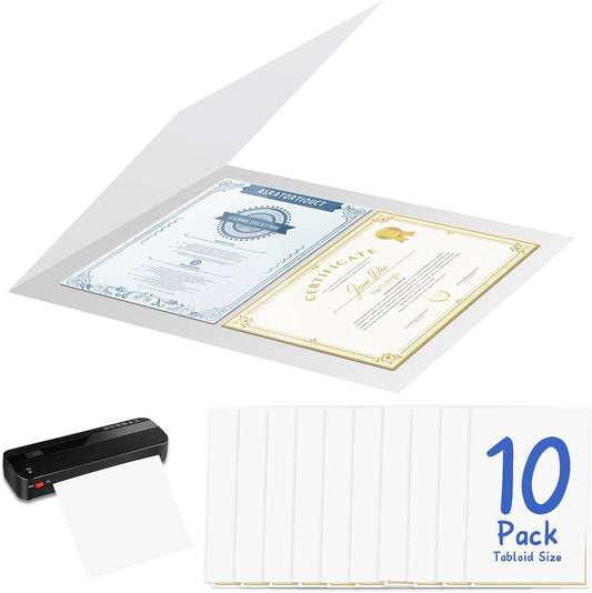 10 Pack ID Card Size Laminator Carrier Sleeve 11.75X17.75 Inch Thermal Laminating Carriers Sheets Protection Thermal for All Brand Laminating Pouches Work Permits Pass Cards Student ID Cards