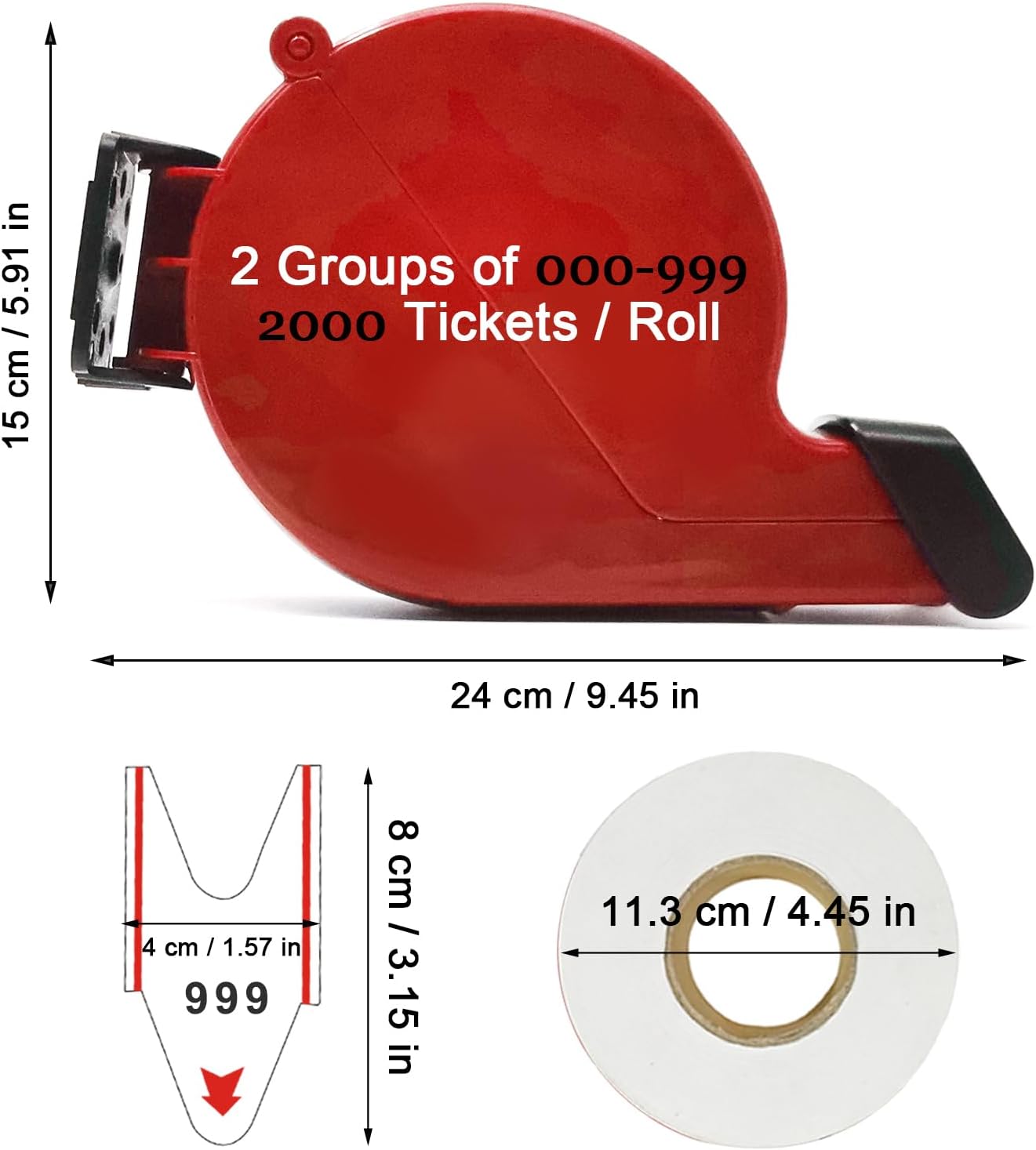 Take a Number Dispenser Ticket Dispenser Ticket Number Dispenser with 1 Roll 3 Digit Ticket Roll 2 Groups Number from 000-999 (3 Digit, red)