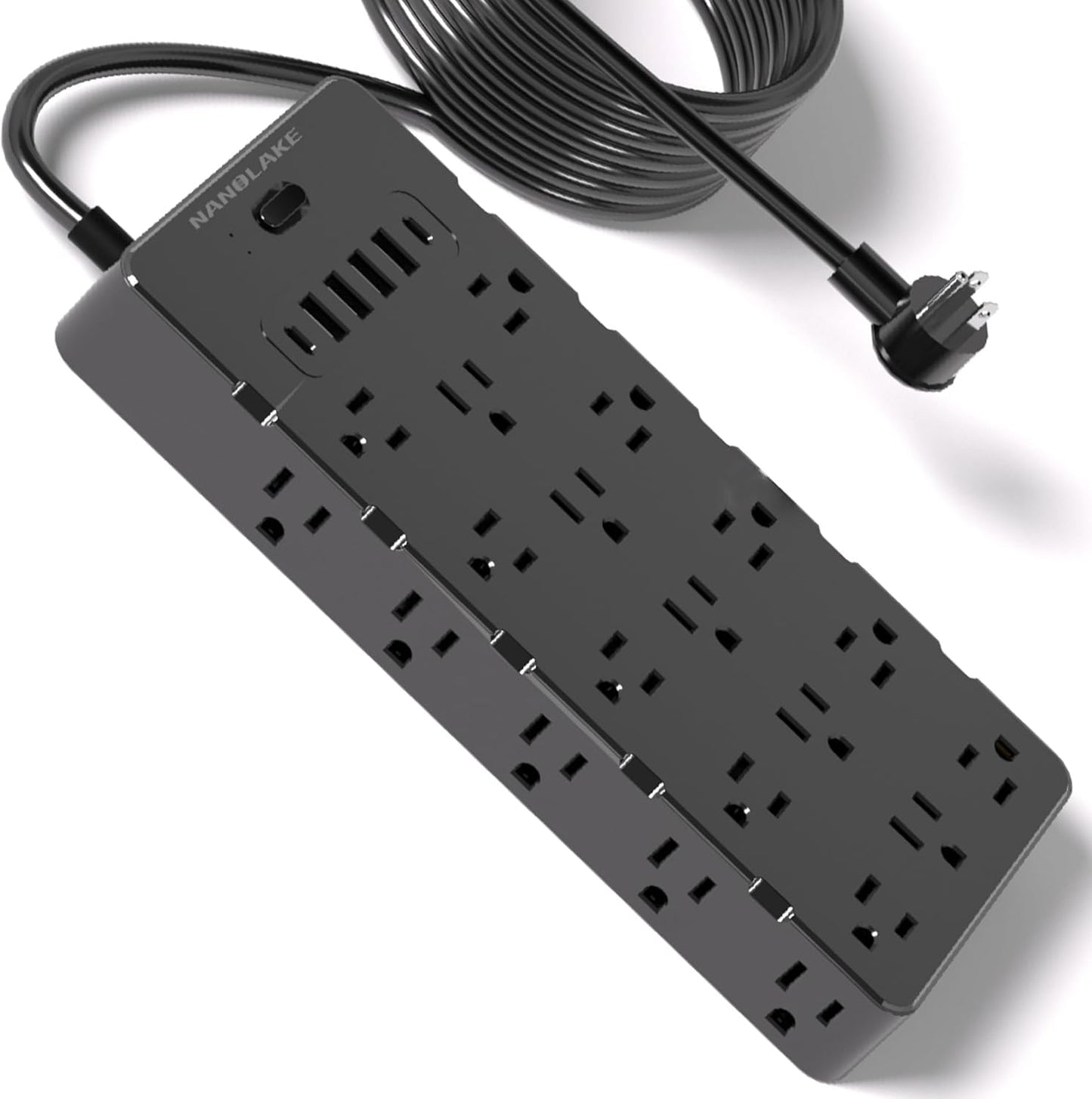 Heavy Duty Surge Protector Power Strip - 25 AC Outlets, 6 USB Ports, 4000J Protection, 6.5ft 14AWG Extension Cord, Flat Plug, Mountable,ETL Listed