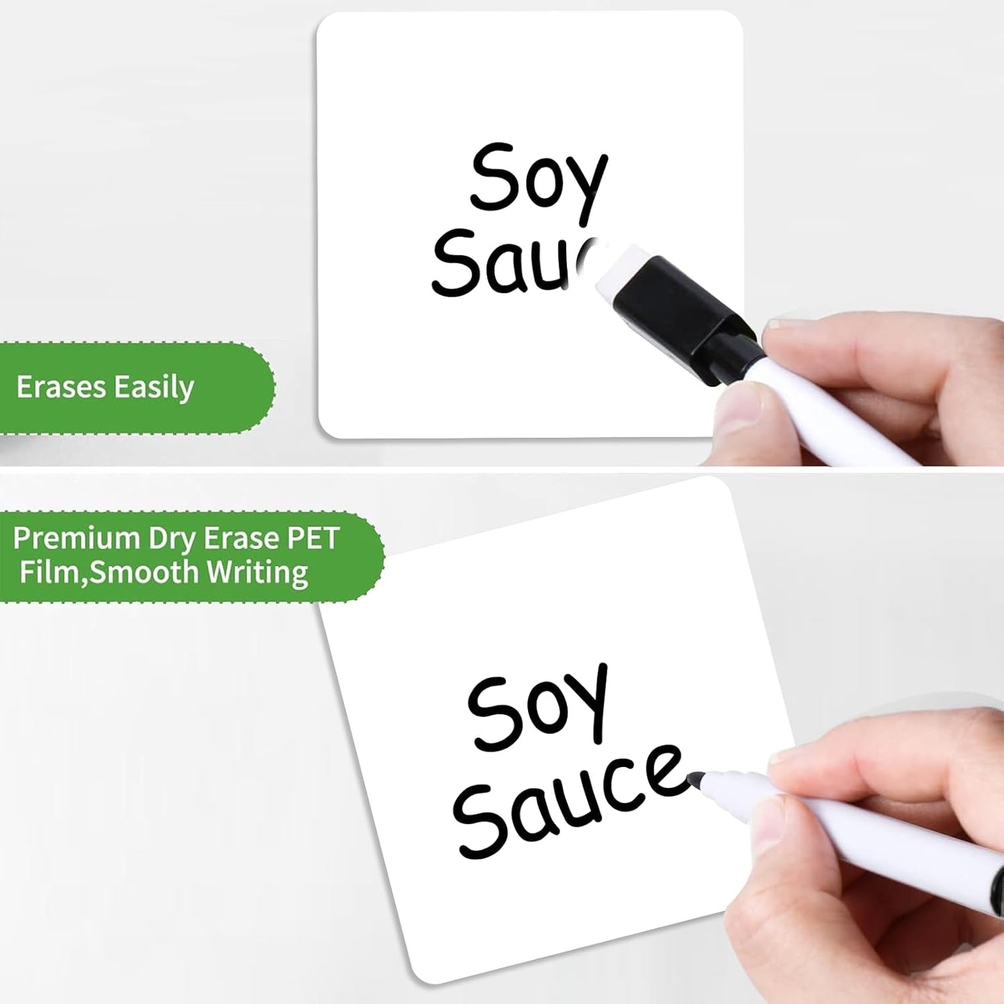 SVNOOC Multi-Use Dry Erase Sticky Notes, Reusable Labels Stickers for Wall Desk Fridge Office Classroom Home All Purpose Use, Removable, White (4 * 4 inches) 12 Pack