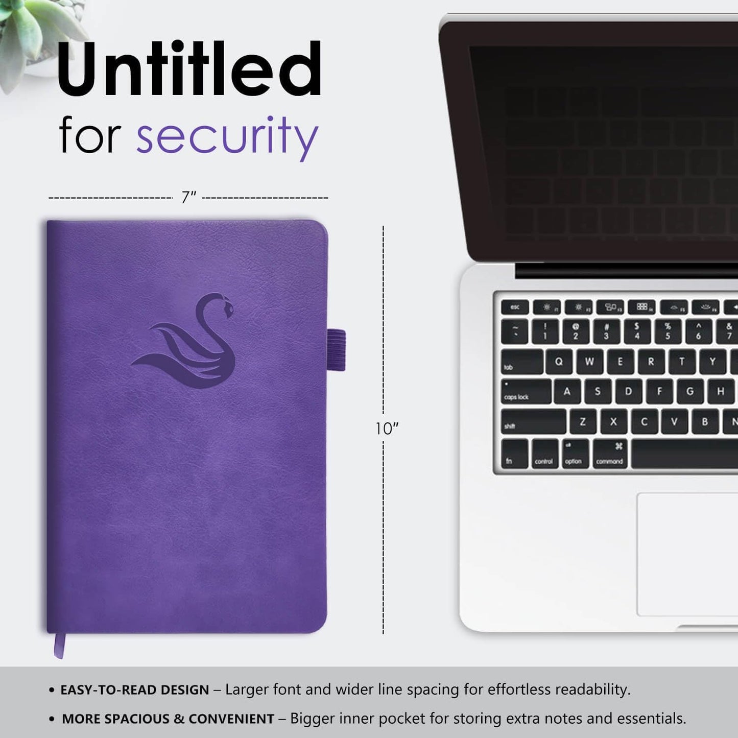 Elegant Password Book with Alphabetical Tabs - Hardcover Password Book for Internet Website Address Login - 7" x 10" Password Keeper and Organizer w/Notes Section & Back Pocket (Violet Purple)