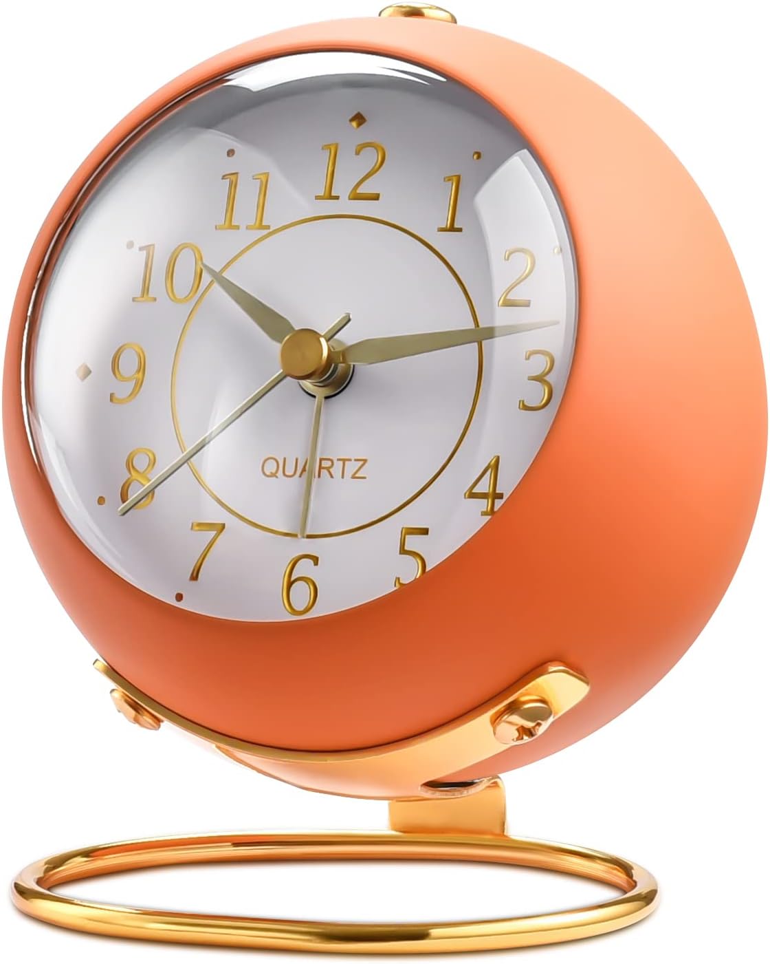 Analog Alarm Clocks,Retro Backlight Cute Simple Design Small Desk Clock with Night Light,Silent Non-Ticking,Battery Powered,for Kids,Bedroom,Travel,Kitchen,Bedside Desktop. (Orange)