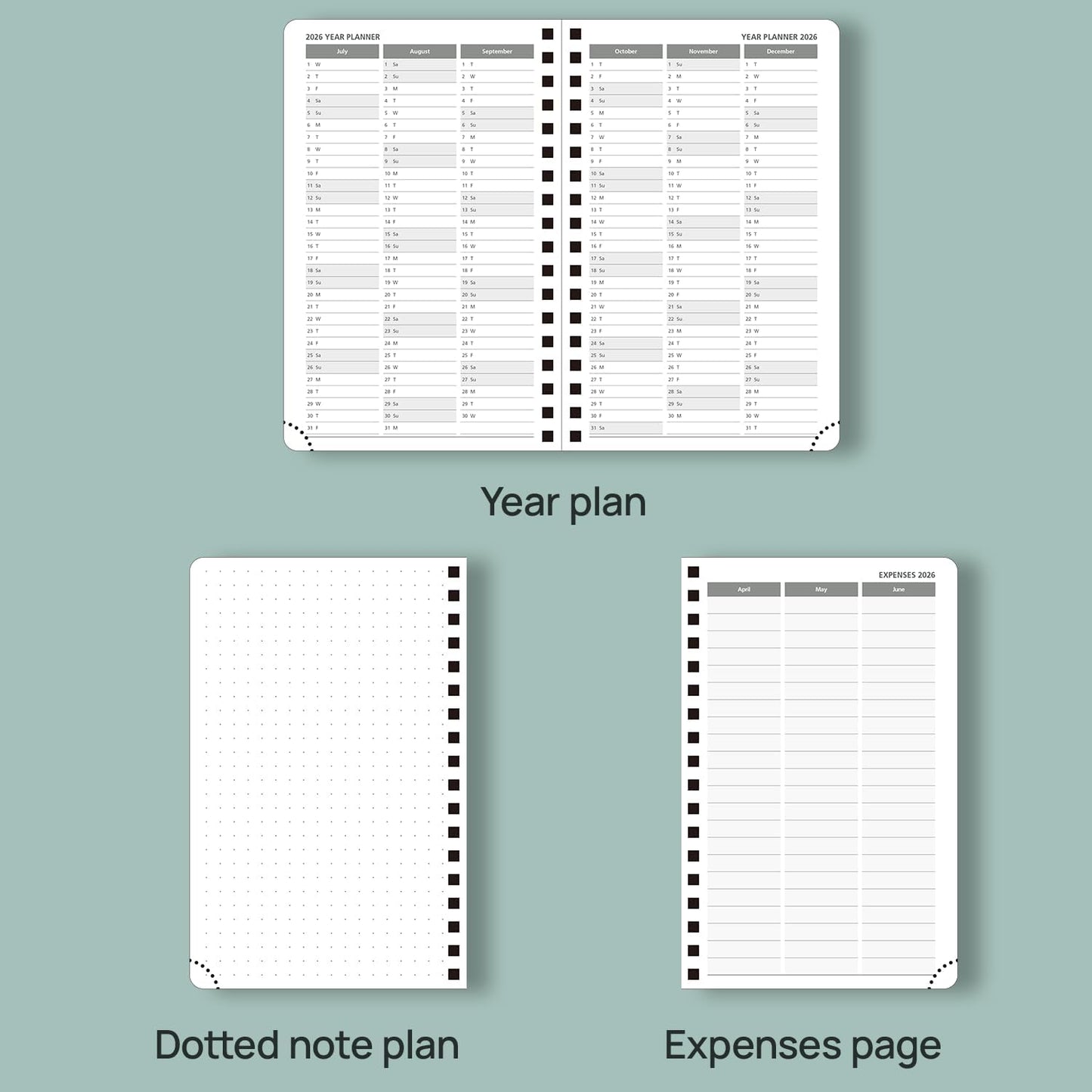 POPRUN Pocket Planner 2025-2026 (Spiral Hardcover - 4''x 6.25''), Daily Weekly and Monthly (July 2025 - June 2026) with Hourly Time Slots, for Purse, 100 GSM - Orange