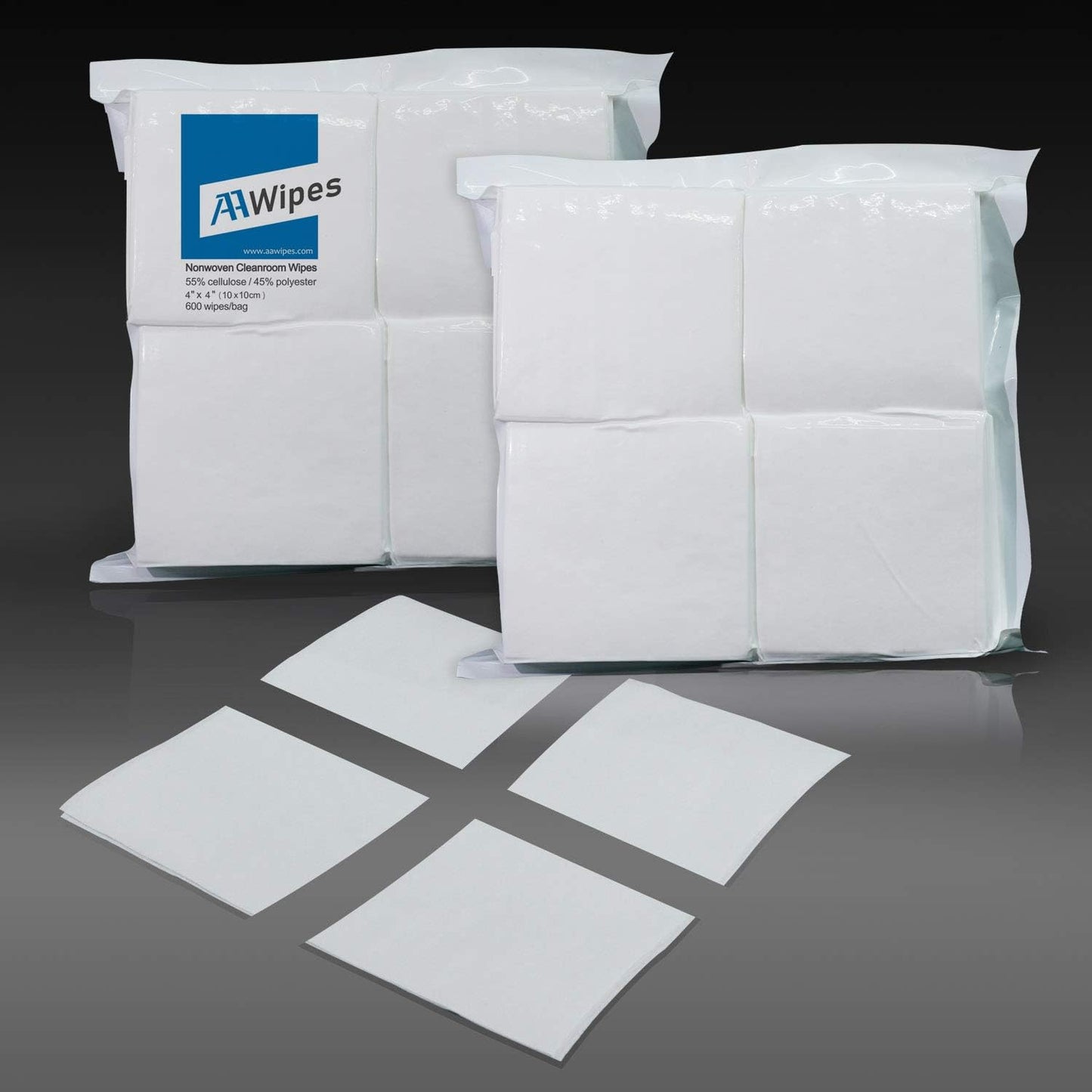 AAwipes Cleanroom Wipes Lint Free Wipes 4" x 4" Cellulose/Polyester Blend (4" x 4"-600 Pcs) Nonwoven Wipers (NW06804)