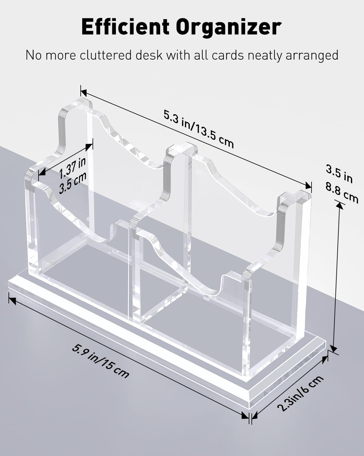 Uniclife Acrylic Business Card Holder for Desk 2 Slot Clear Vertical Business Card Display Stand for Men and Women Desktop Name Card Organizer Card Stand for Office Home Exhibition, 120 Card Capacity
