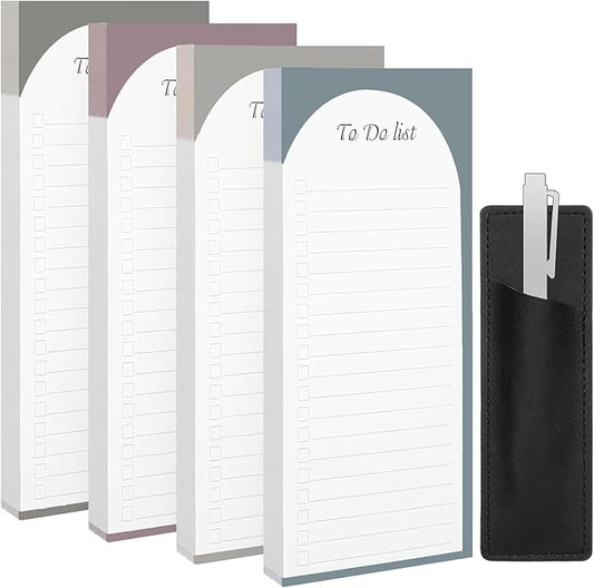 4 Pack Magnetic To Do List Refrigerator with Pen Holder, Totally 200 Sheets Magnetic Note Pad for Fridge Grocery List Magnet Pad for Fridge(Morandi Design)