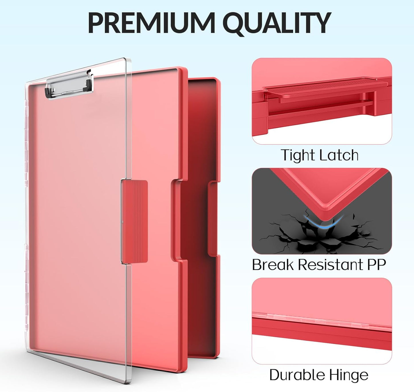 Sooez Clipboard with Storage, Heavy Duty Cleaview Clip Boards 8.5x11 with Dual Storage, Dry Erase Plastic Nursing Clipboard, High Capacity Clipboards Folder for Teacher Nurse, School & Office Supplies