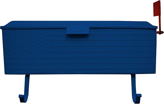 Oakland Living AZ620-BLUE Blue Patriotic Metal Outgoing Mail Flag and Newspaper Hangers Wall Mounted Mailbox