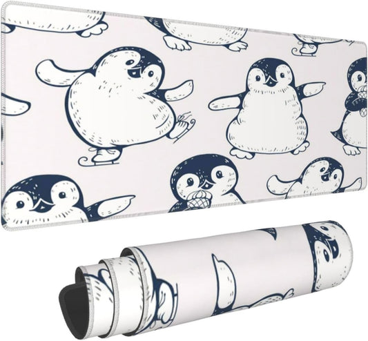 Cute Penguins Mouse Pad, Large Big Gaming Mouse Pad Desk Pad, Mousepad with Non-Slip Rubber Base, Extended XXL Mouse Mat for Computer Laptop Office Accessories