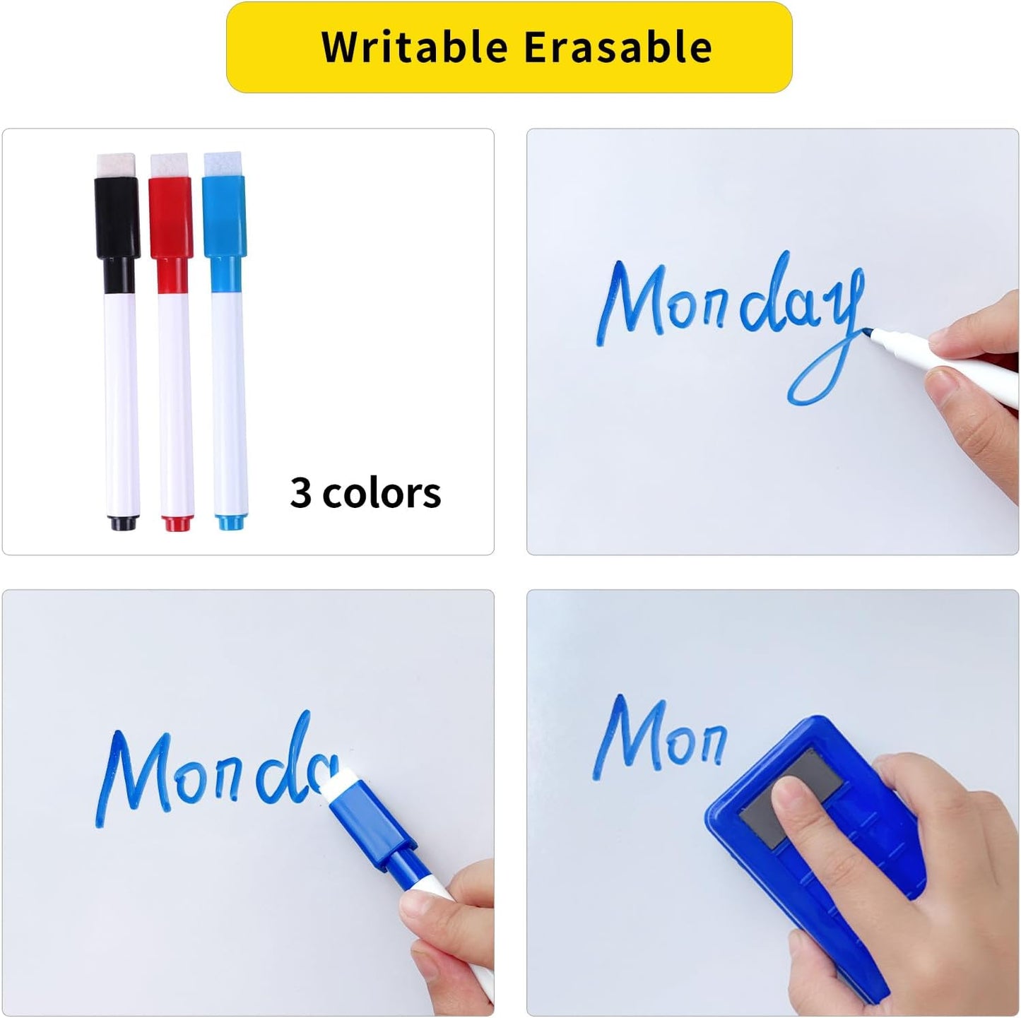 Magnetic Whiteboard Contact Paper 24" x 59" Peel and Stick Dry Erase White Board for Wall Self-Adhesive Decal Wallpaper Sticker for Office, Home, with Marker, Eraser and Magnet