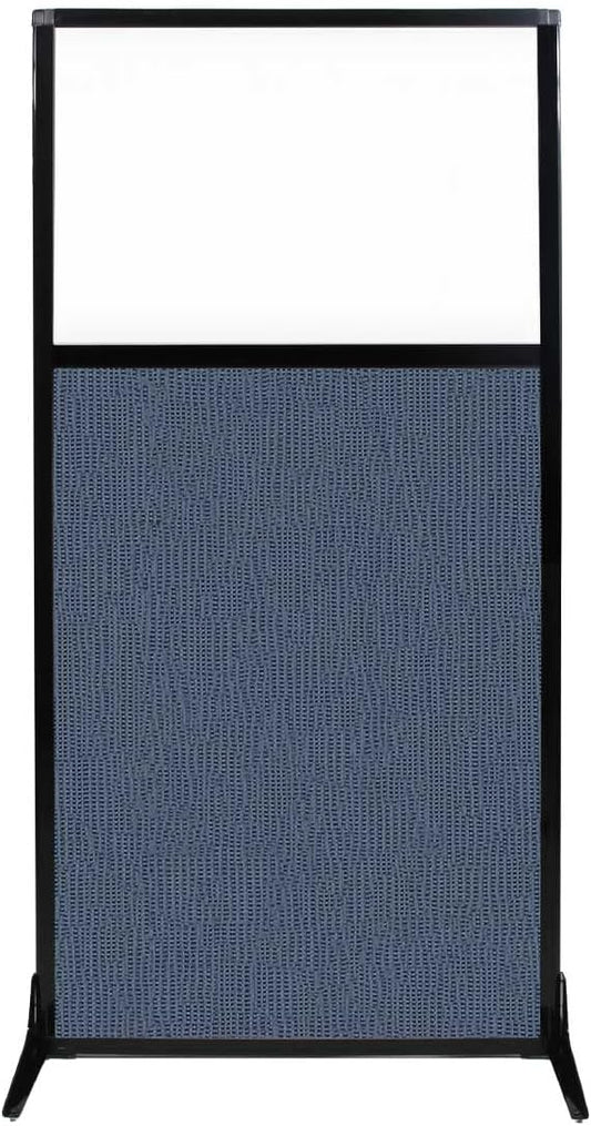 Versare Workstation Partition | Portable Wall Divider | Modern Office Cubicle | Free Standing Privacy Screen | Flexible Work Space | 33" x 70" W/Window, Ocean Fabric Panels