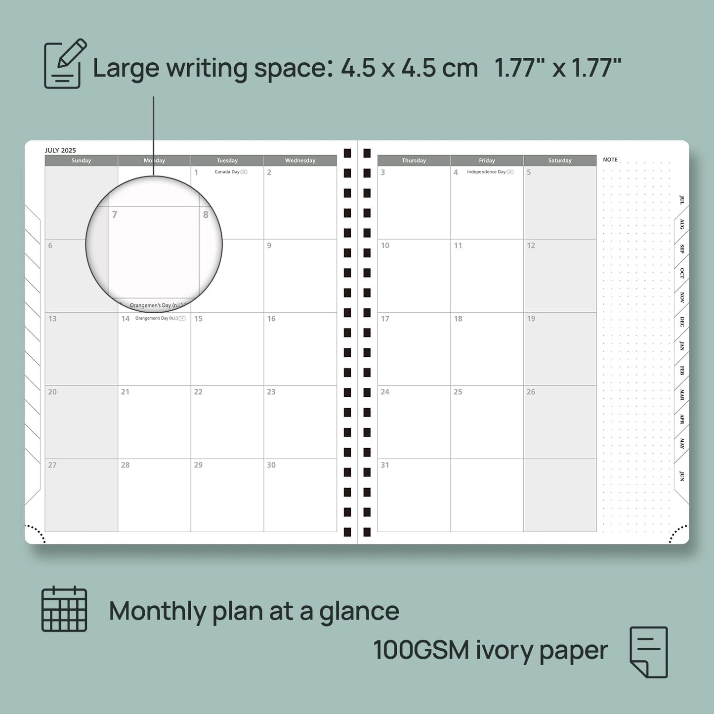 POPRUN Planner 2025-2026 Weekly Planner Notebook (Large 8.5''x 10.5'') Academic Calendar (JUL.25 - JUN.26) Appointment Book with Monthly Tabs, Spiral Soft Cover, Inner Pocket, 100 GSM - Claret