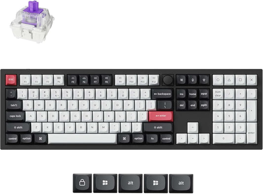 Keychron Q6 HE Wireless Custom Mechanical 100% Full Keyboard, 2.4 GHz/Bluetooth/Wired QMK Rapid Trigger Hot-Swappable Programmable Gateron Double-Rail Magnetic Switches for Mac Windows, Carbon Black