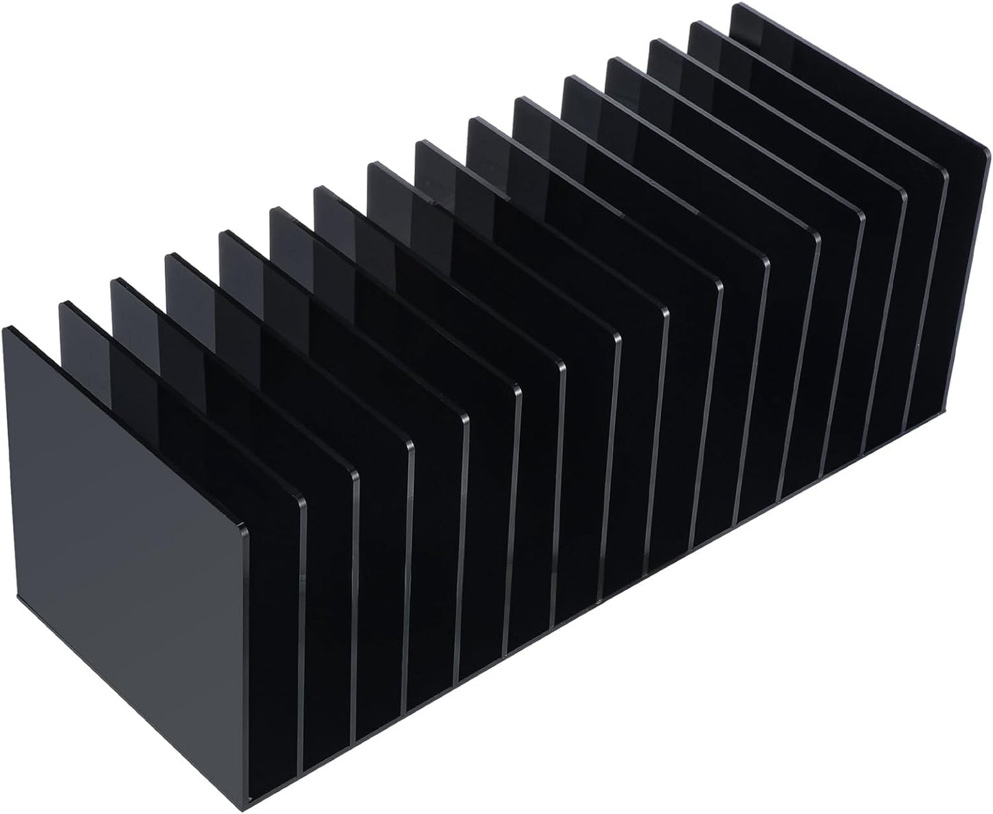 Ctosree Acrylic File Organizer for Desk Vertical 15 Compartments File Sorter Mail Organizer Desktop Countertop Folder Stand Racks for Office Home School Desk(Rectangle,Black)