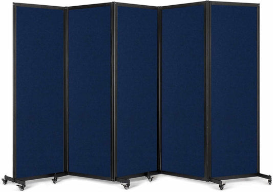 Room Partition,Office Divider,Portable Commercial Screen Dividers,Privacy Partition Separator,Classroom School Dividers, 10'6"L* 6'7"H,5 Panel,Blue