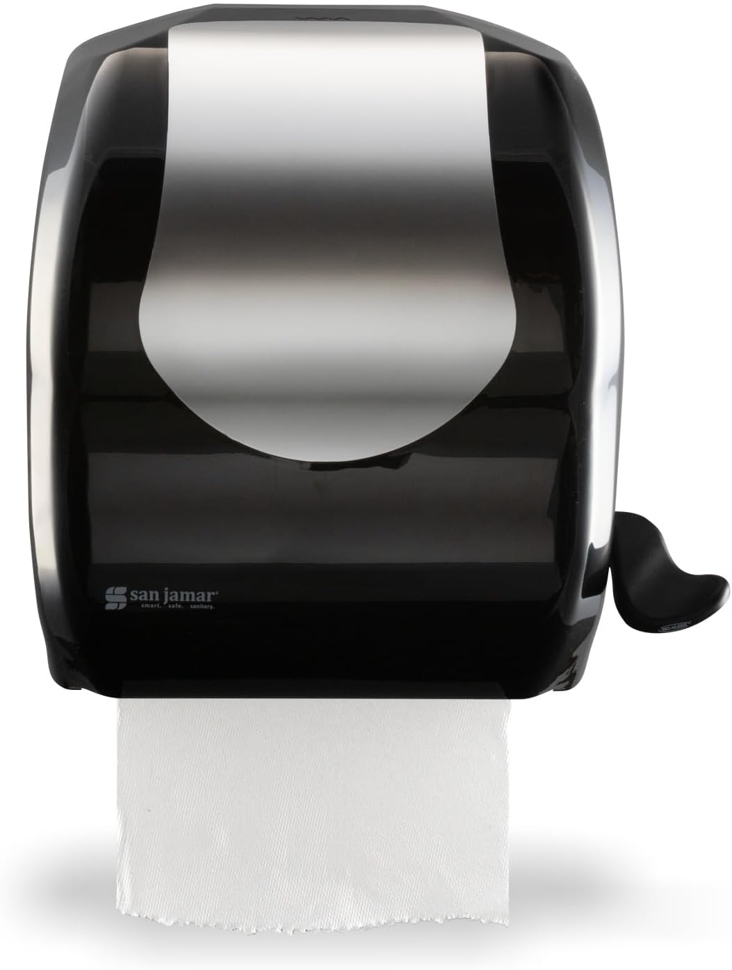 San Jamar Summit Lever Paper Towel Roll Dispenser, Wall Mounted Manual Dispensing, 1.5" Core for Bathrooms, Kitchens, and Restaurants, Plastic (ABS), Black and Stainless Steel