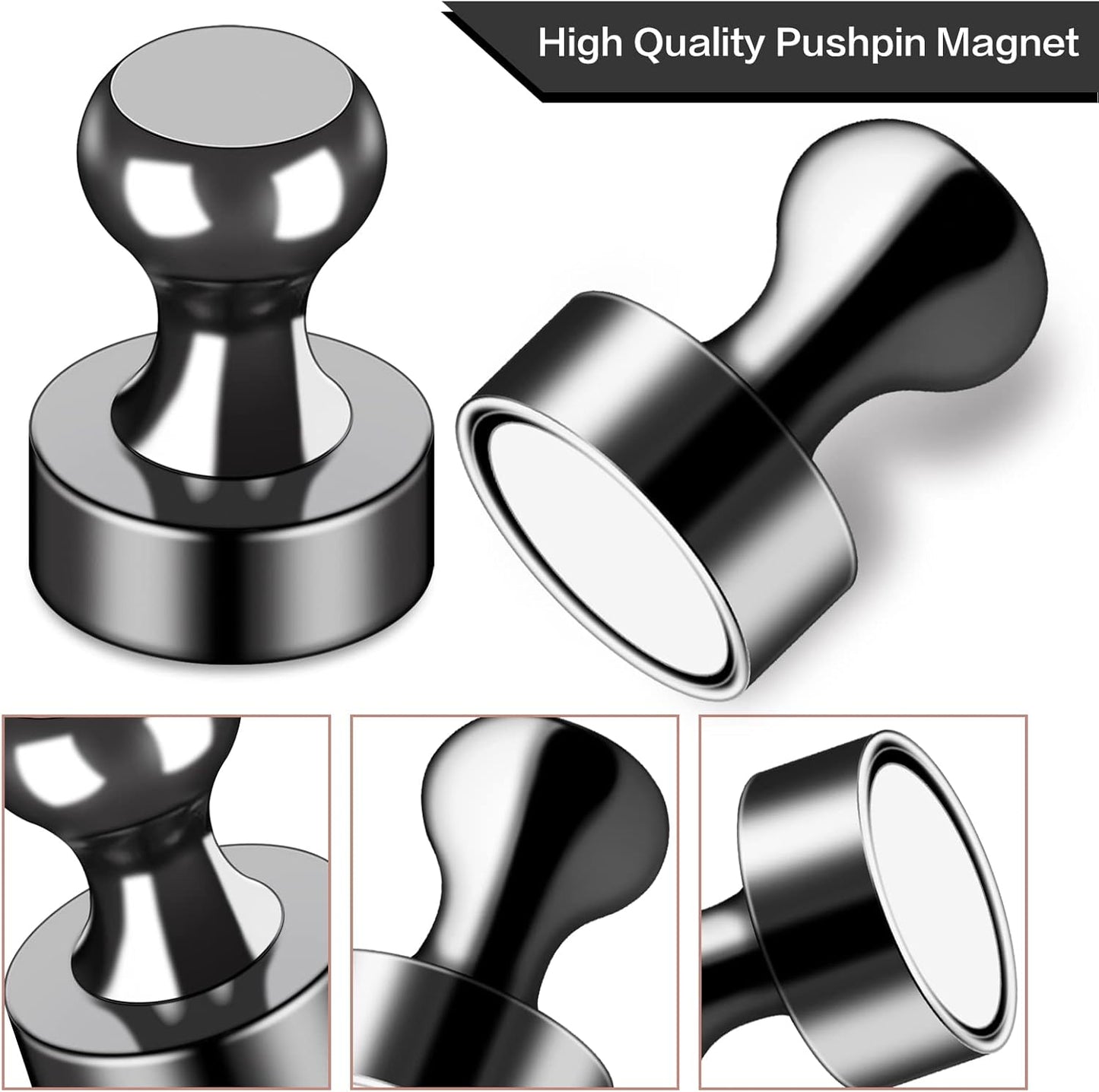 LOVIMAG 12Pcs Black Fridge Magnets, Small and Strong Magnets for Whiteboard, Office, Classroom, Map, Kitchen