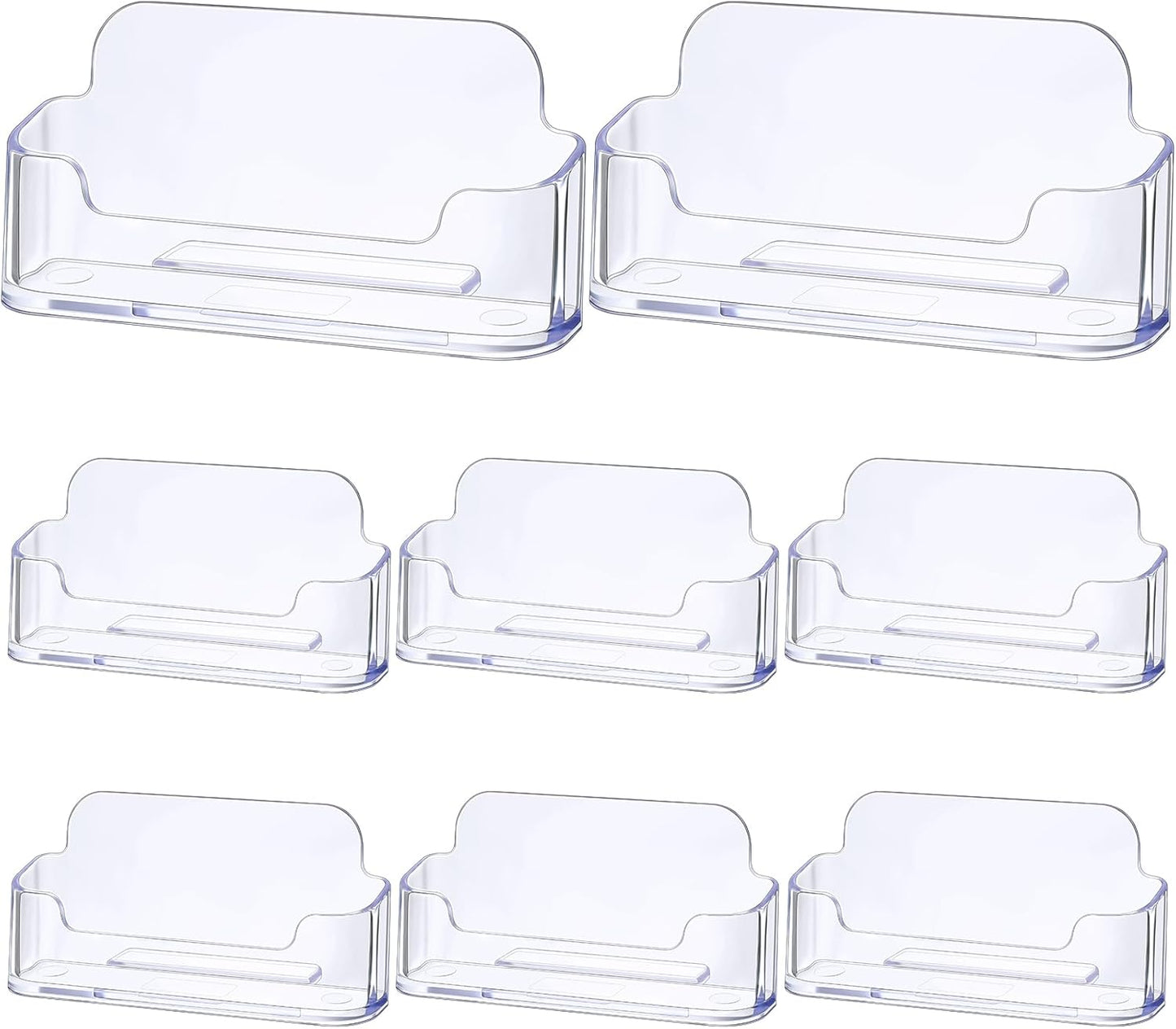 Leinuosen 50 Pack Business Card Holder for Desk Acrylic Business Card Holder Display Clear Label Stand Label Table Desktop Organizer for Home and Office