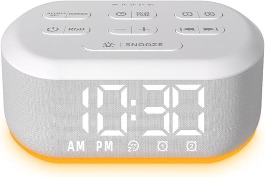 Brown Noise Machine Small Digital Alarm Clock Sound Machine for Bedrooms White Noise Machine Night Light Plug in Desk Clock with 30 Wake up Sounds Clock for Kids Heavy Sleepers Snooze 32 Levels Volume