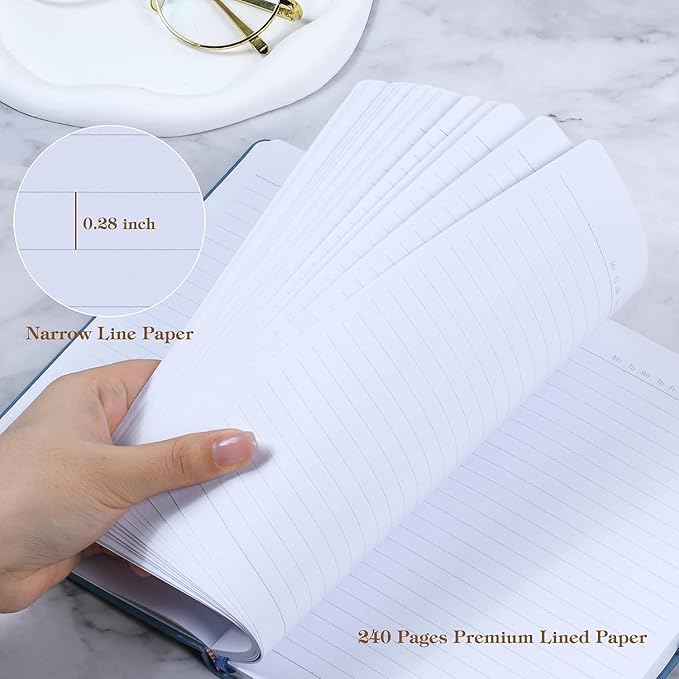 POPRUN A5 Lined Journal Notebooks, Leather Hardcover Thick Notebook for Writing, Business Work, Travel, School, College, Christmas, 5.5 x 8.3 inch, 240 Pages Classic Ruled Journals Notepad, Purple