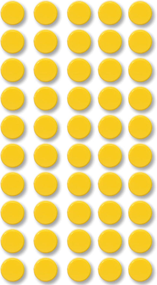 Qualsen Fridge Magnets 50 Pack, Funny Cute Round Refrigerator Magnets for Whiteboard, Locker, Office, Classroom (Yellow)