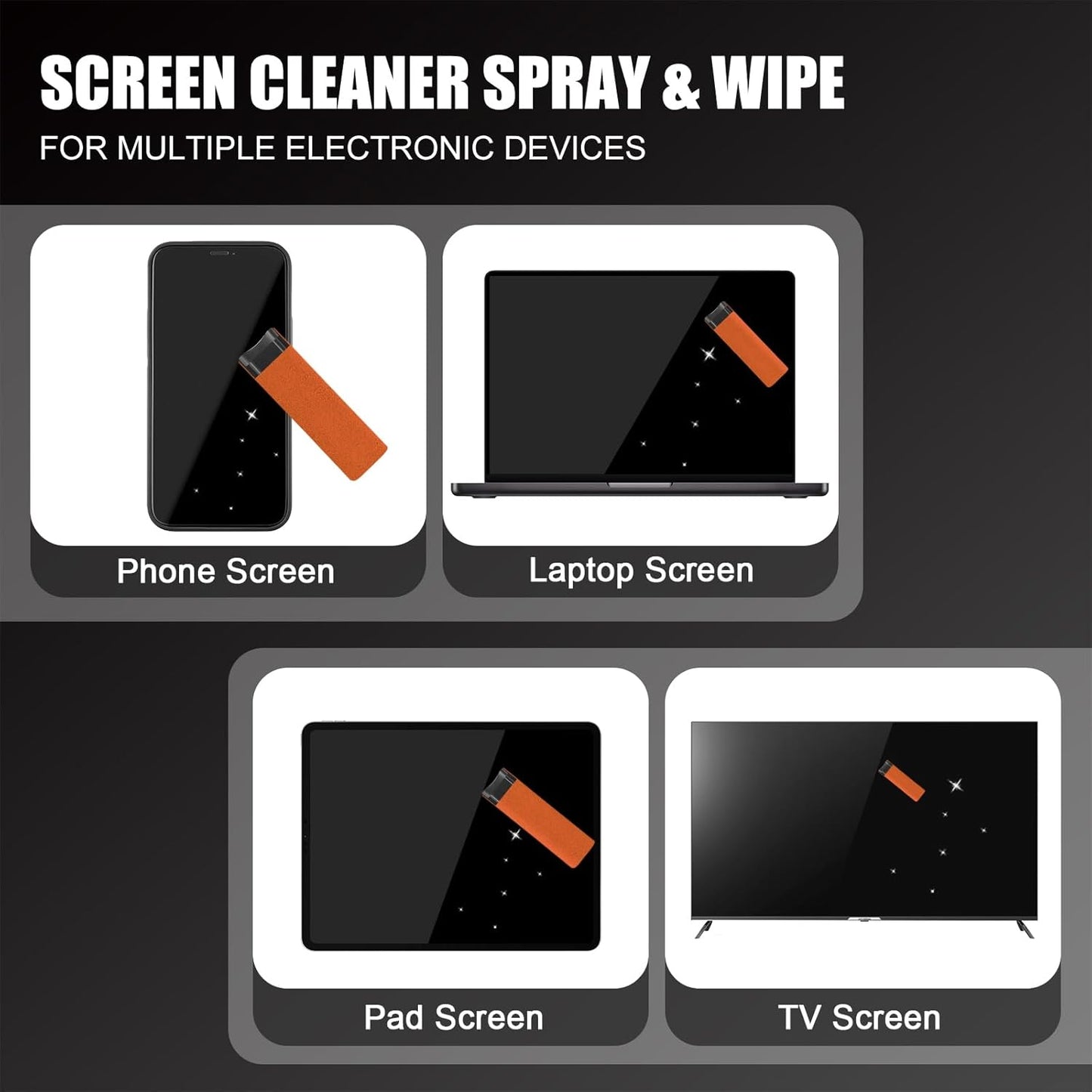 walrfid Car Screen Cleaner, Computer Screen Cleaner Spray and Wipe, Laptop Cleaning Mist Kit for Electronic iPad, iPhone, Phone, MacBook, TV, Tablet Display, with Graffiti Case