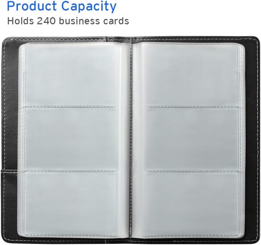 Sooez Leather Professional Business Card Book Holder Organizer, 240 Capacity Credit Card Booklet, PU Name Cards Holder Storage File for Men Women, Grass Green