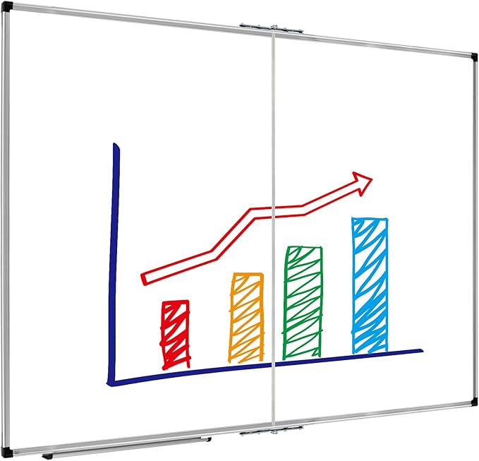 XBoard Magnetic Whiteboard 60 x 48 Inch, Dry Erase Board for Wall with Silver Aluminum Frame Foldable Presentation Board