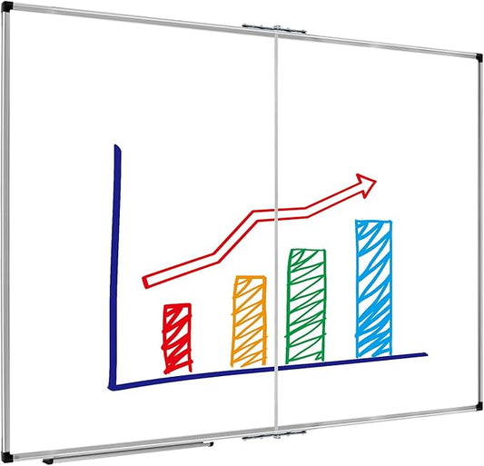 XBoard Magnetic Whiteboard 60 x 48 Inch, Dry Erase Board for Wall with Silver Aluminum Frame Foldable Presentation Board