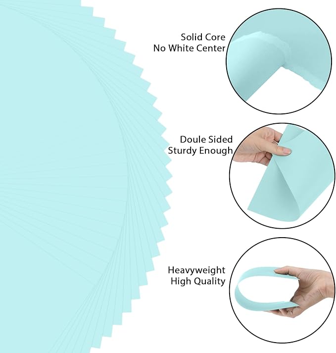 OcePor 100 Sheets Blue Cardstock Paper, Colored Printer Paper 8.5 x 11, Card Stock Thick Construction for Craft,Scrapbook，Office Printing, Invitations, Certificates，92 lb/250gsm