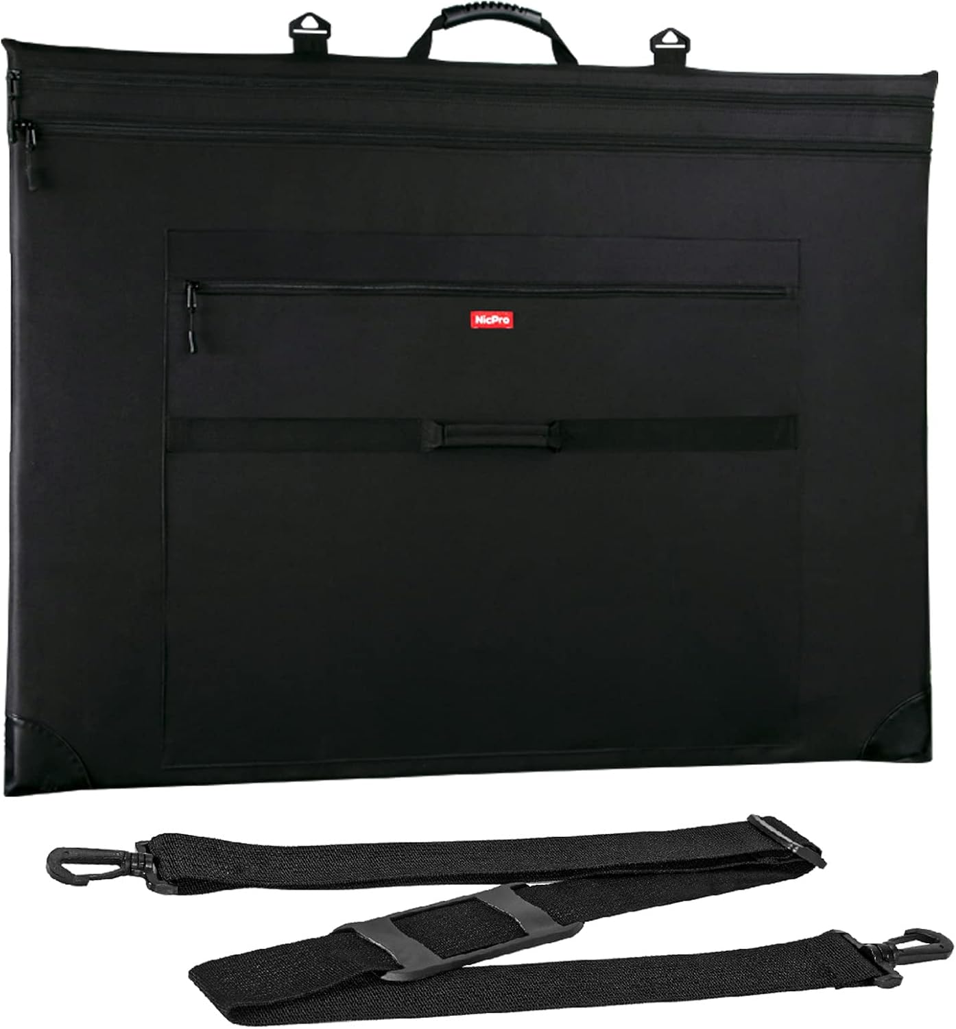Nicpro Light Weight Art Portfolio Bag, 32 x 42 Extra Large Art Portfolio Case with Detachable Shoulder Strap, Leather Corners, Carrying Storage Case for Artwork, Canvas, Poster, Sketching, and Drawing
