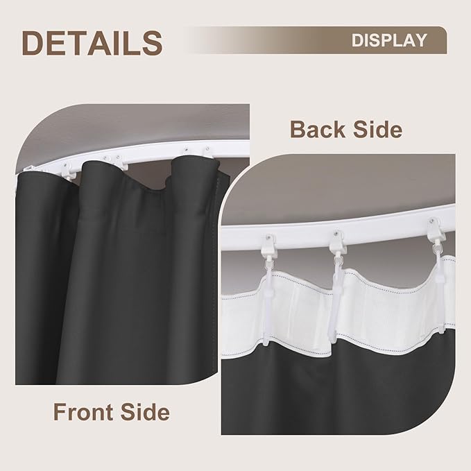 Room Divider Curtains & Flexible Bendable Tracks Set,Privacy Dividers Ceiling Track Curtain Window Blackout Curtains for Living Room Bedroom (W150 × H84 in 1 Panel Black Drape & White Rail)