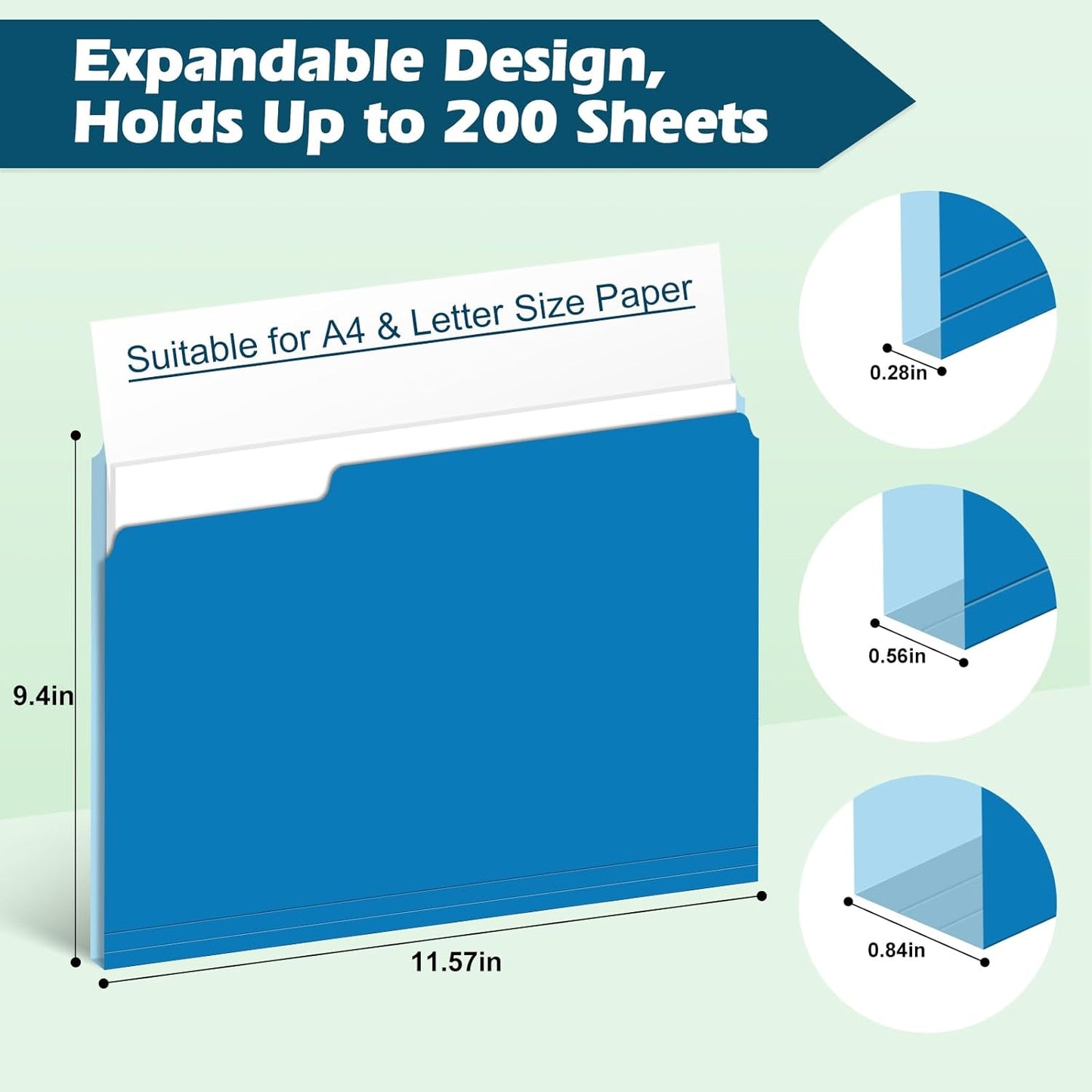 120 Pack Two-Tone Color File Folders, Bulk Letter Size Folders with 6 Assorted Colors, 1/3-Cut Tabs, School Office Supplies