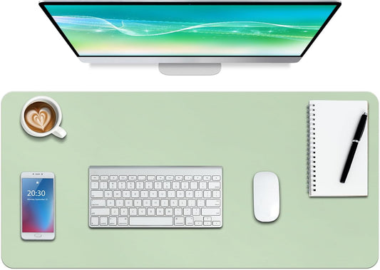 Boutilon Leather Desk Pad Protector,Non-Slip Mouse Pad,Laptop Desk Pad,Office Mouse Mat,Waterproof Leather Desk Blotter,Desk Writing Pad for Office and Home (M-Green,30"x14")