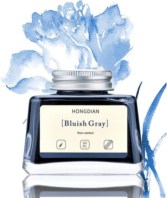 Hongdian Fountain Pen Bottled Ink Bluish Gray, 60ml Fountain Pen Bottled Ink, Non Carbon