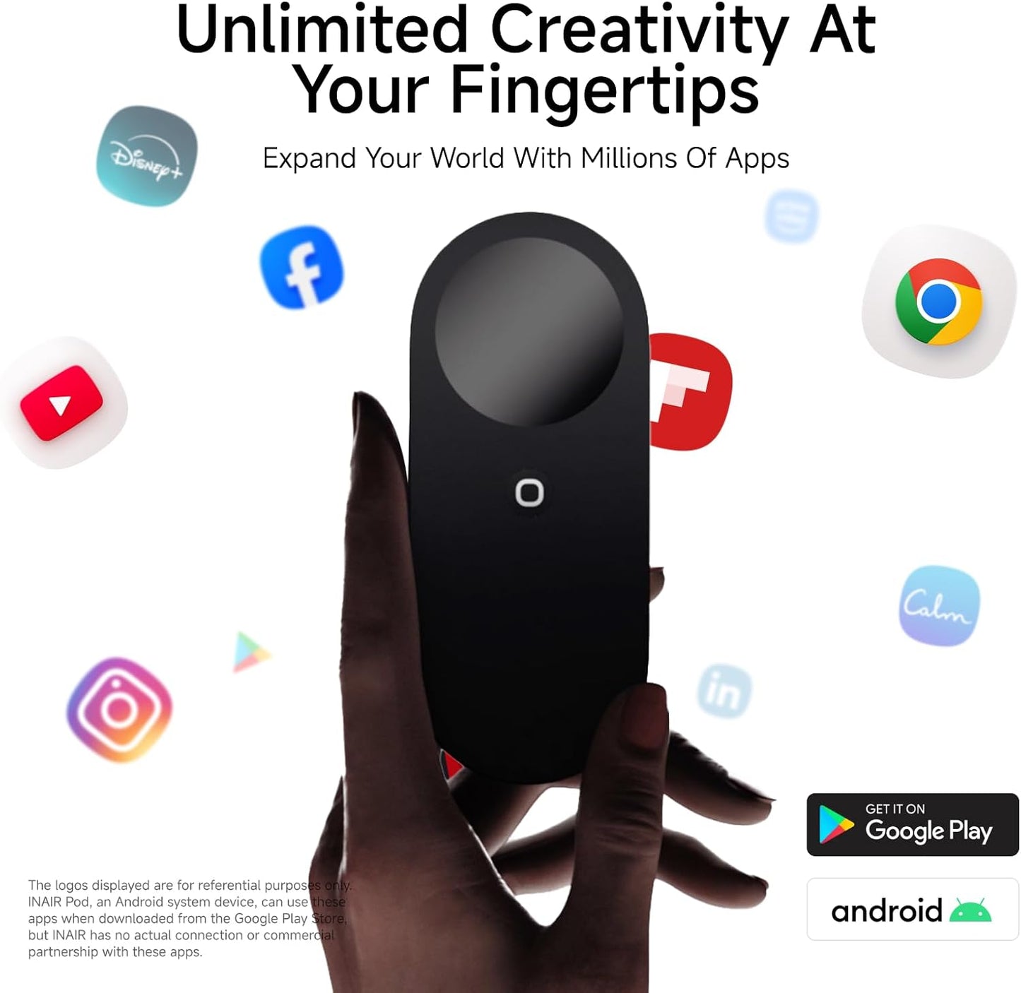 INAIR Pod｜AR Glasses Dual-Function Host Unit & Mouse | 6-Screen Expansion | PC Streaming | 3DoF Spatial Hovering Technology (Anti-Dizziness) for Entertainment & Office Work