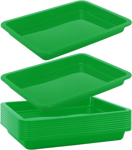 Craft Tray,24 Pack Art Trays for Kids Plastic Activity Trays Stackable Craft Trays,Shallow Craft Storage Organizer, DIY Project & Painting Tray,Art Supplies,9.45 x 7.1 x 0.98 Inch (Green)