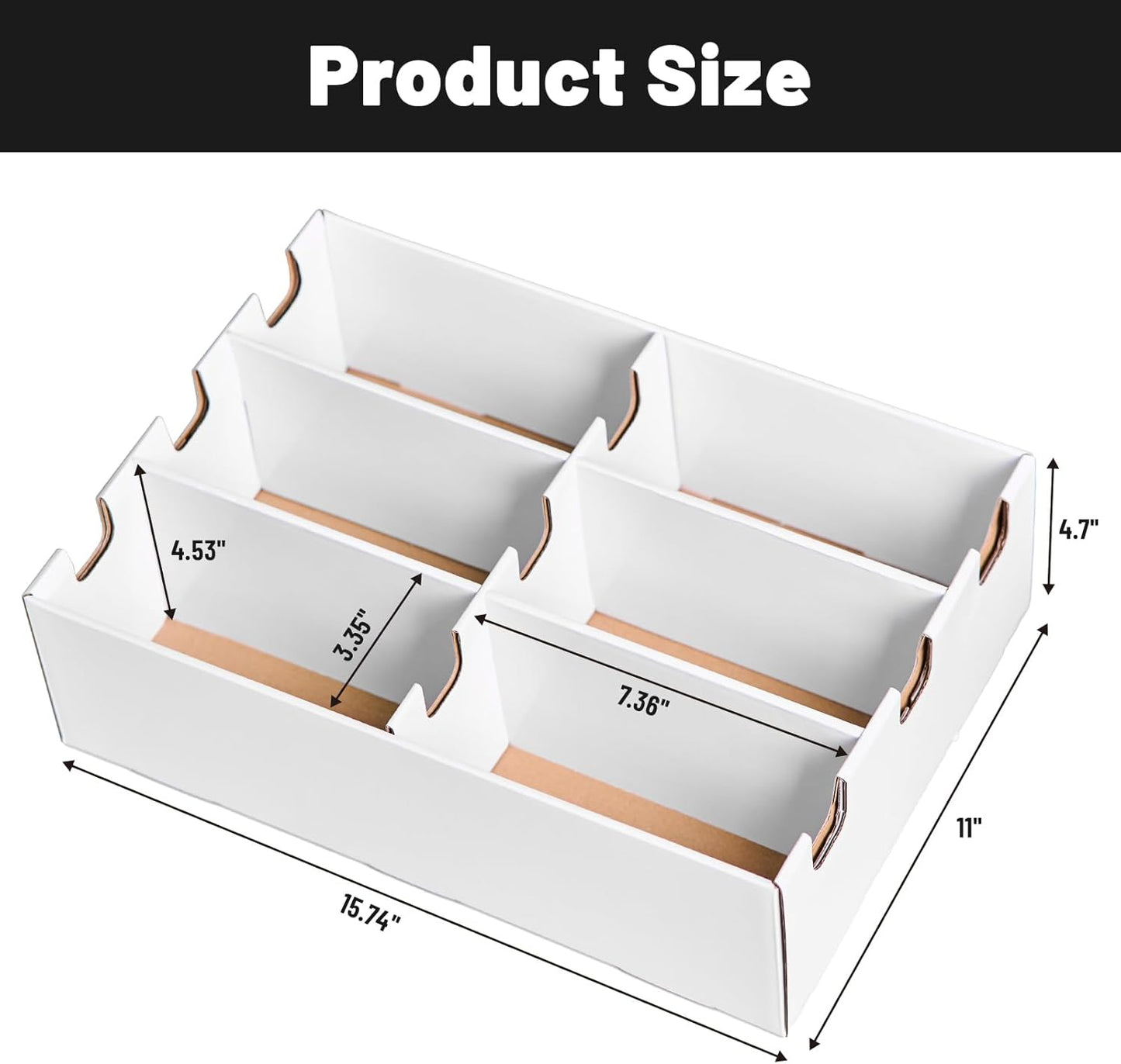 NUMINA 2 Pack High Capacity 3 Row Trading Card Storage Box 6-Cell Organizer Holds 3200+ Cards Fits MTG, Sports, TCG Compatible with Toploaders & Magnetic Cases