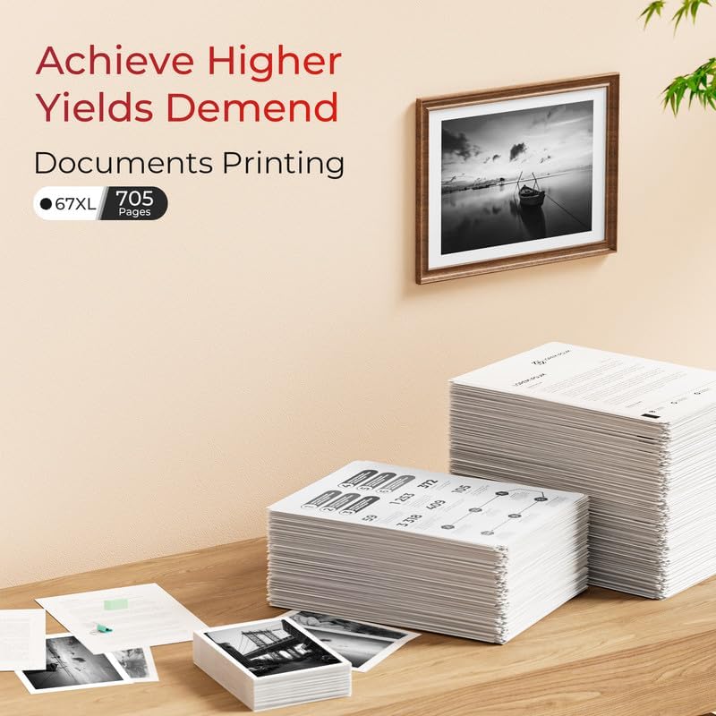 67XL Ink Cartridge (2-Black) Compatible for HP Ink 67 for HP 67XL Black Ink Cartridge High Yield for Deskjet 2700 2700e 2755e 2710e 2720e 4100e 4120e 4155e 4255e Envy 6000 6055e 6420e 6455e Series