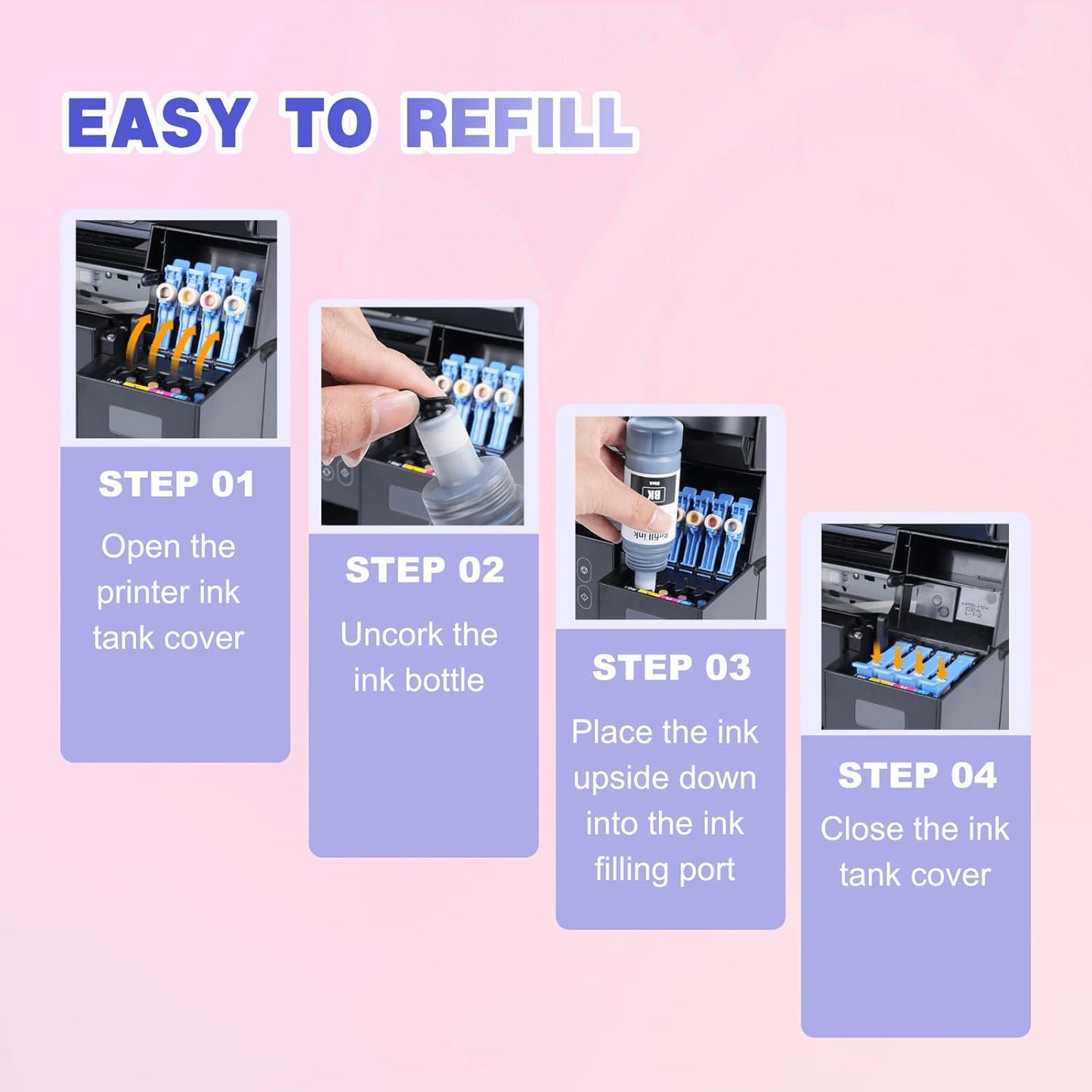 502 Black Ink Compatible 502 Ink Refill Bottles Work for ET-3850 ET-2850 ET-2760 ET-4850 ET-3760 ET-4760 ET-3750 ET-4750 ET-3830 ET-4750 ET-3700 ET-2750 (2 * 127ml)