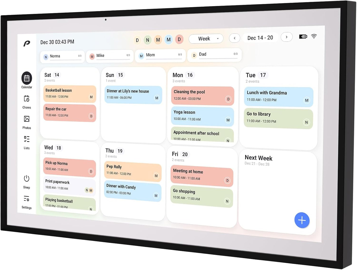 Pronext Calendar, 15.6 inch Digital Calendar & Chore Chart, Rechargeable Full HD Touchscreen Display, Portable Smart Family Organizer, Event Planner, Perfect for Family Schedules - Wall Mount Included, No Subscription