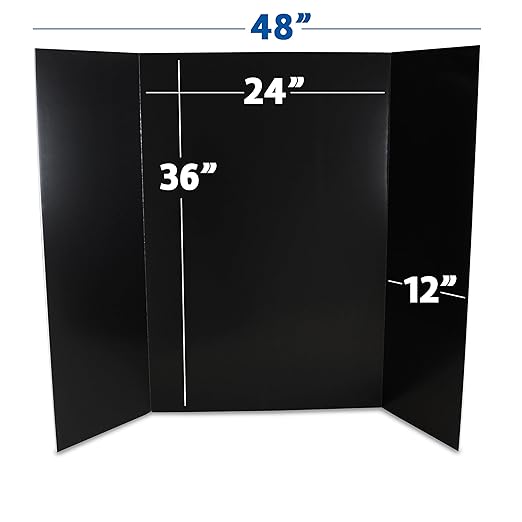 Flipside Products 36” x 48” Foam Project Boards for Presentations, Science Fair, School Projects, Event Displays and Trifold Picture Board - Black - 10 Pack