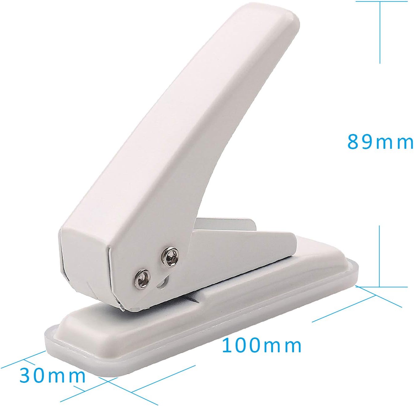 Single Hole Puncher Handheld 1/4 Inches Hole Punch, 20 Sheet Paper Punch Capacity Metal Hole Puncher with Skid-Resistant Base for Paper, Chipboard, Art Project, Ivory White